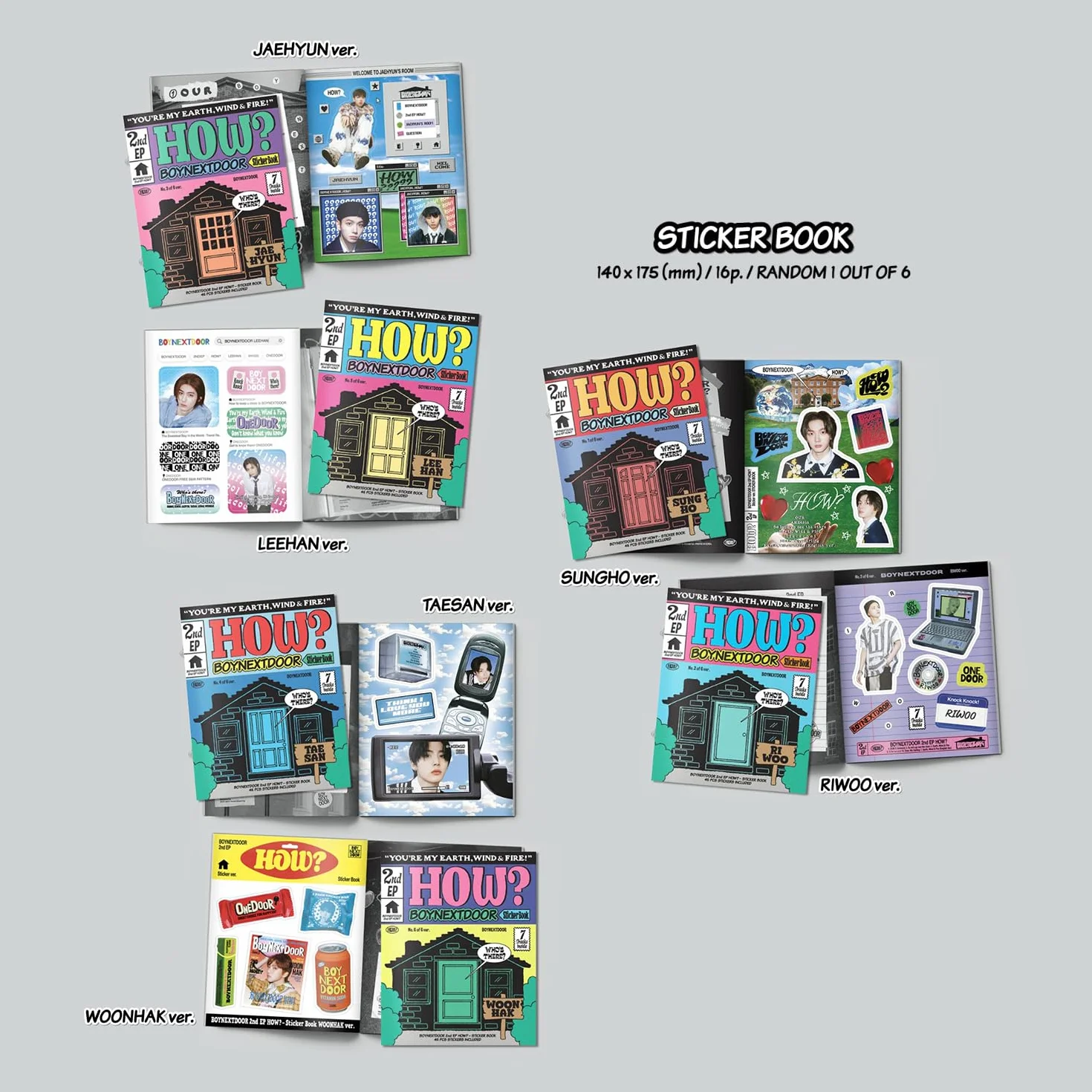 BOYNEXTDOOR - 2nd EP [HOW?] (Sticker Ver.) Sticker Book R + Polaroid + Photocard + Door Hanger + 3 Extra Photocards