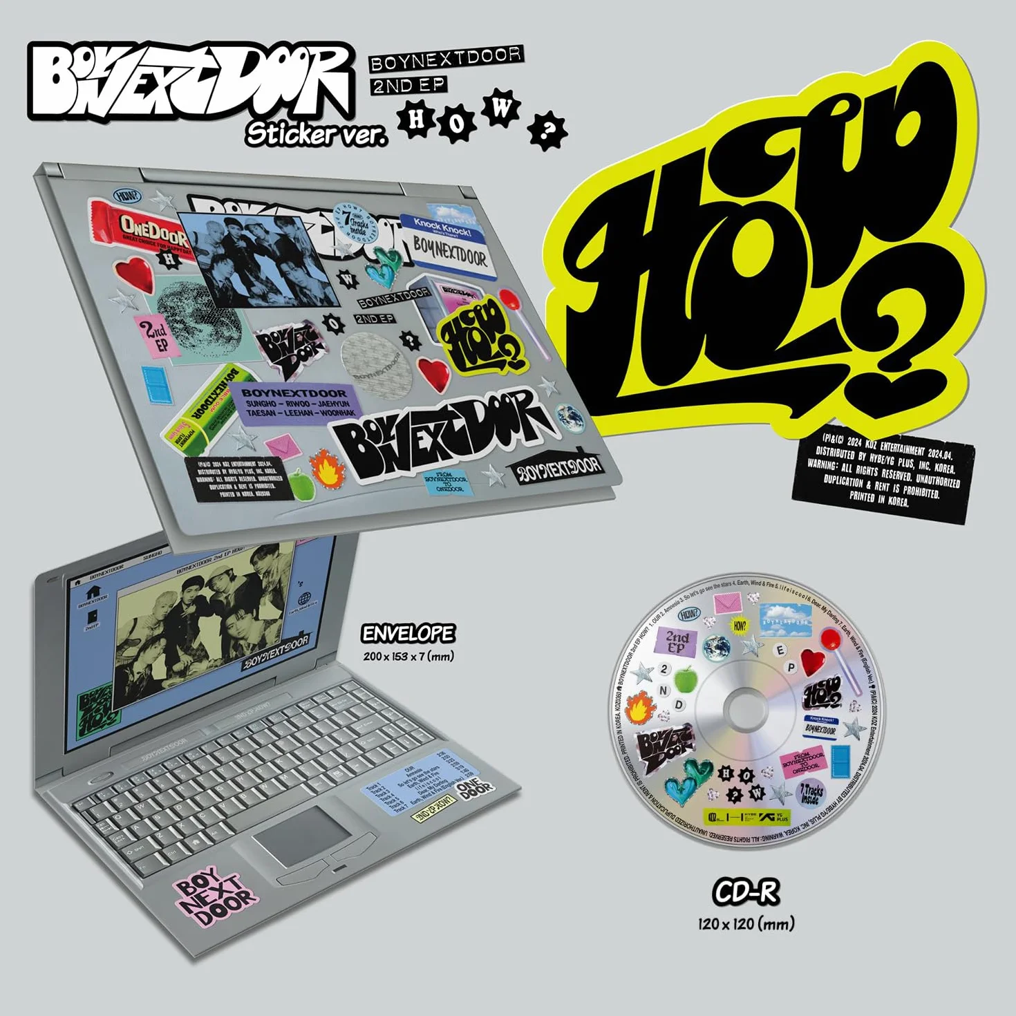 BOYNEXTDOOR - 2nd EP [HOW?] (Sticker Ver.) Sticker Book R + Polaroid + Photocard + Door Hanger + 3 Extra Photocards